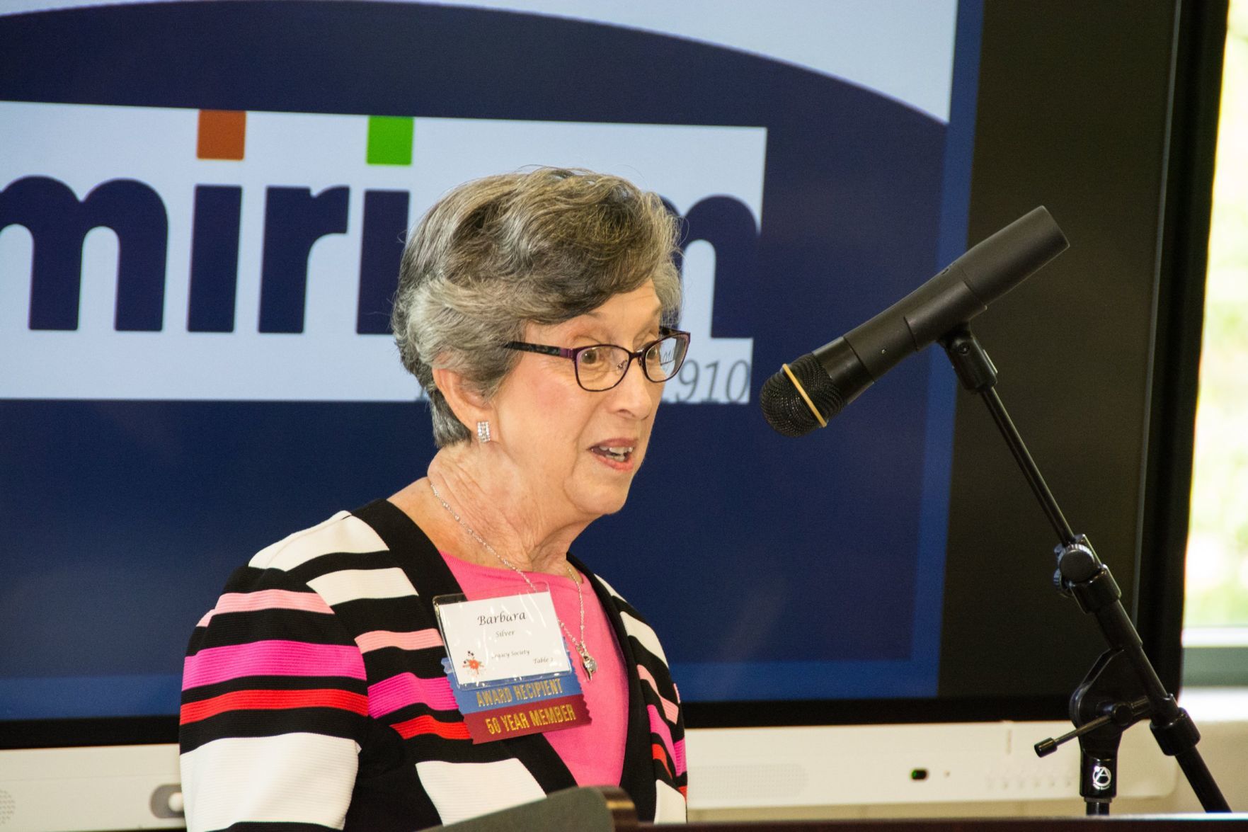 Barbara Silver speaks at the Friends of Miriam Luncheon